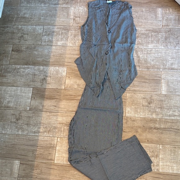 Vintage Y2K Striped Sleeveless Jumpsuit - Picture 1 of 4